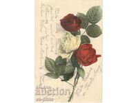 Παλιά κάρτα - Χαιρετισμός - Τριαντάφυλλα