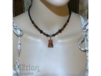 Choker with kitten agate and onyx + dress S