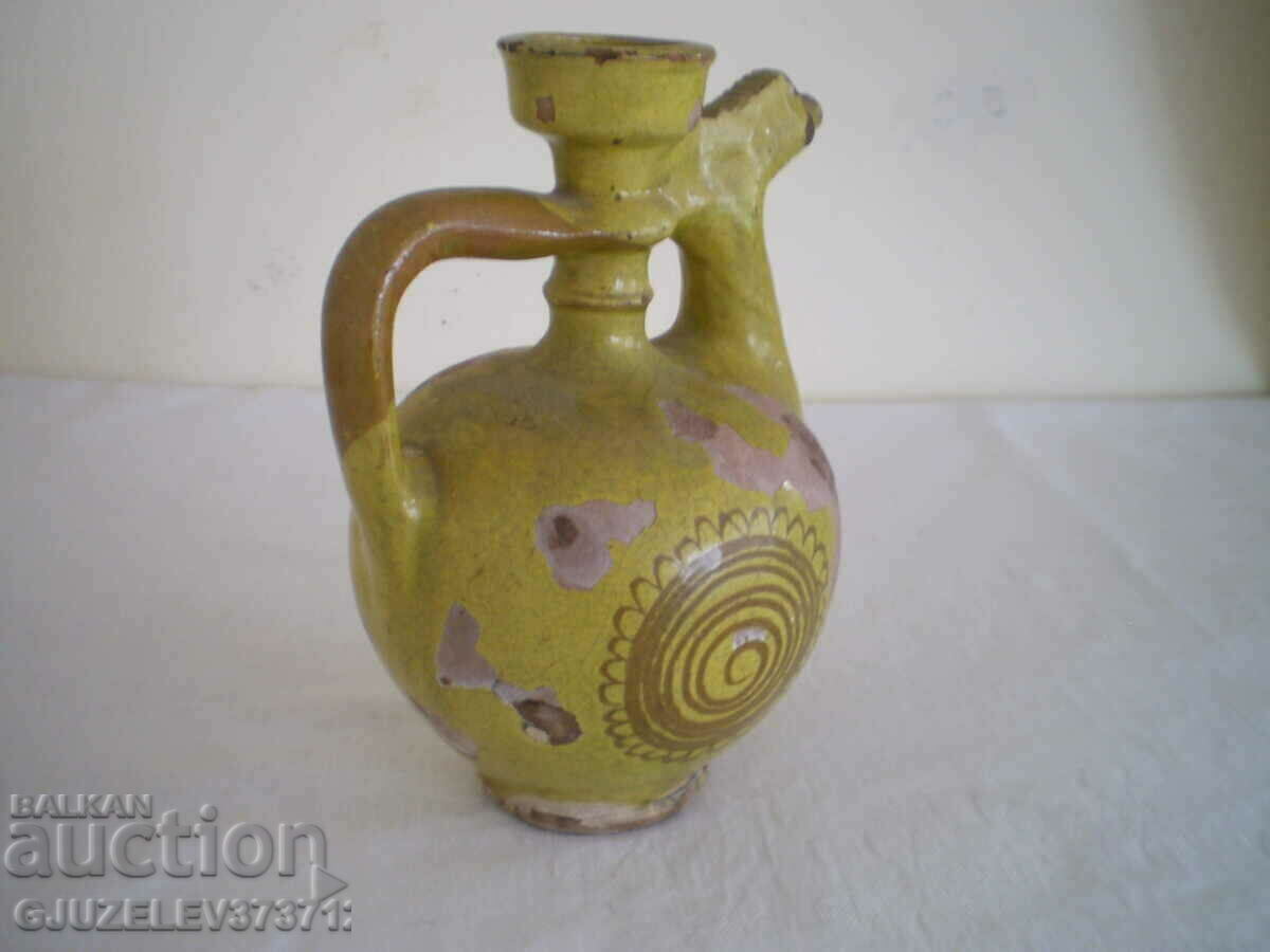 19c Antique Old Bulgarian Handmade Pottery JUG / 19c Antique Old Bulgarian Handmade Pottery JUG /