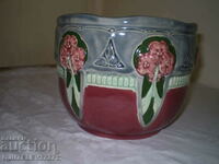 Antique ceramic planter multi-colored ceramic flower pot
