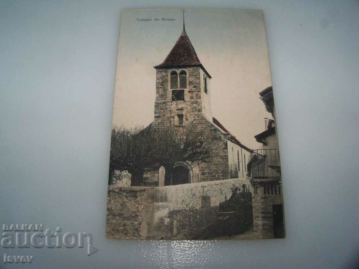 Old postcard from Switzerland - Temple de Bevaix