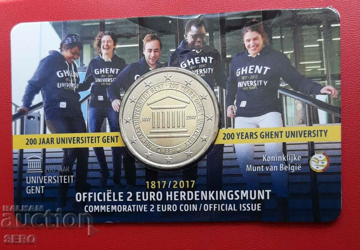Belgia - card monedă cu 2 euro 1917-200 Universitatea Gent