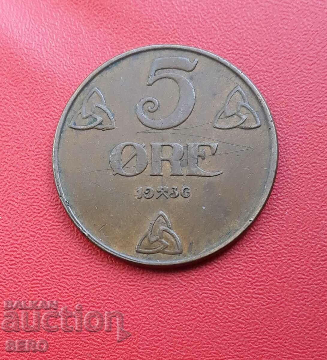 Norway-5 yore 1936-has scratches