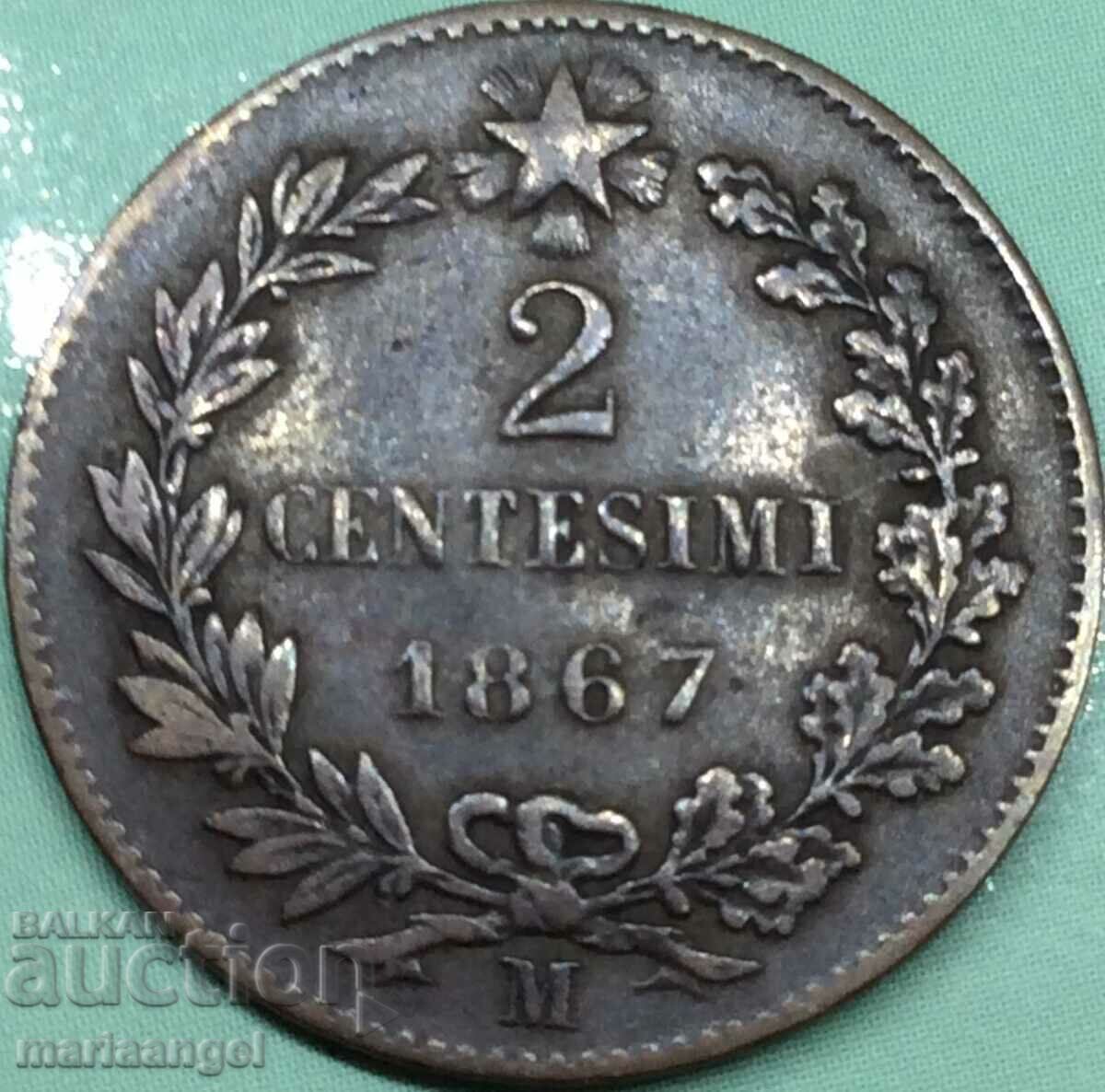 2 centesimi 1867 M - Milan Italy centesimi