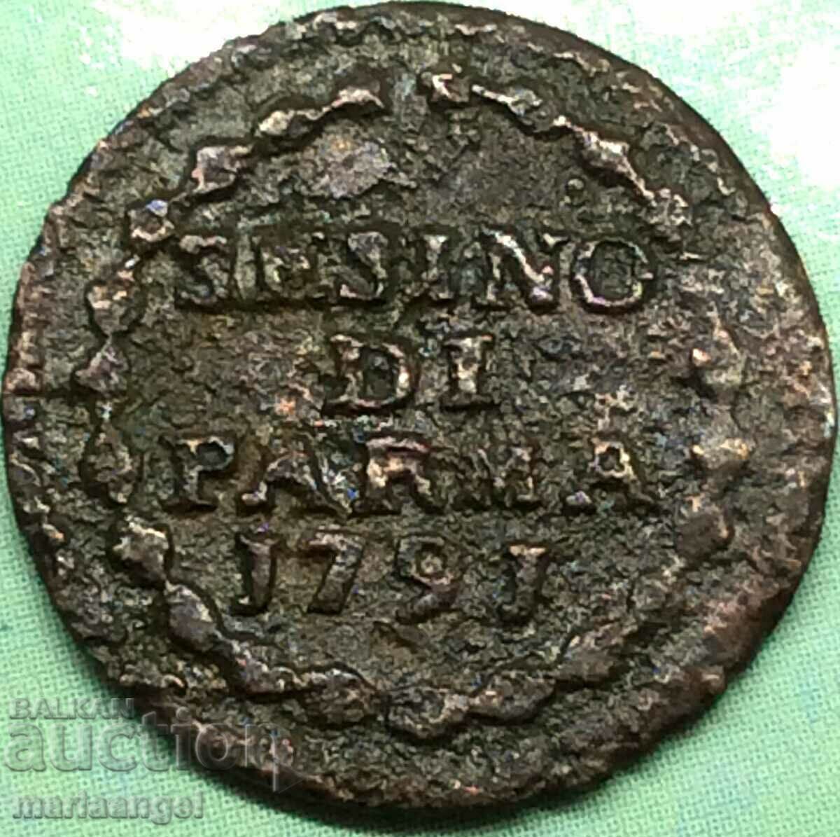 Parma Sessino 1791 Italia Ferdinand Monedă de cupru