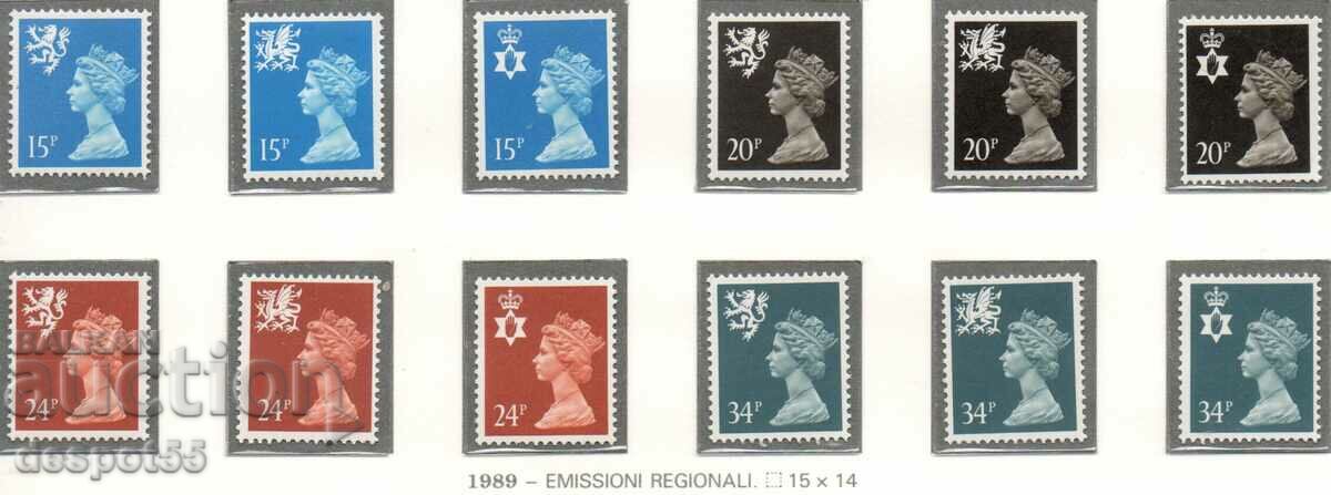 1989. Great Britain. Regional editions. Serration 15x14.