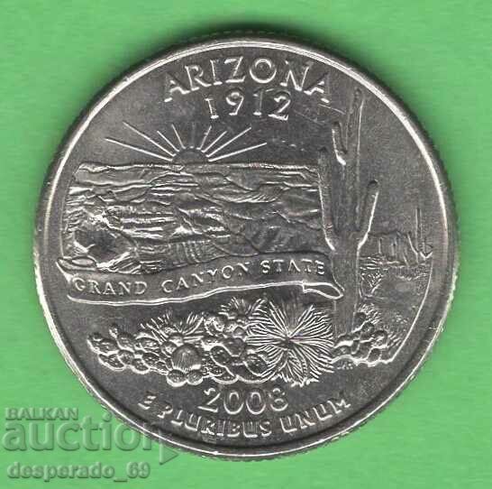 (¯`'•.¸ 25 cents 2008 P USA (Arizona) ¸.•'´¯)