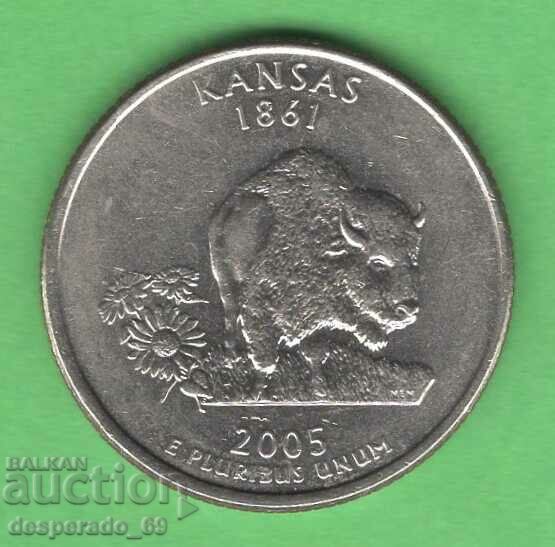 (¯`'•.¸ 25 cents 2005 D USA (Kansas) ¸.•'´¯)