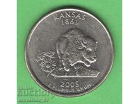 (¯`'•.¸   25 цента 2005 D  САЩ (Kansas)  ¸.•'´¯)