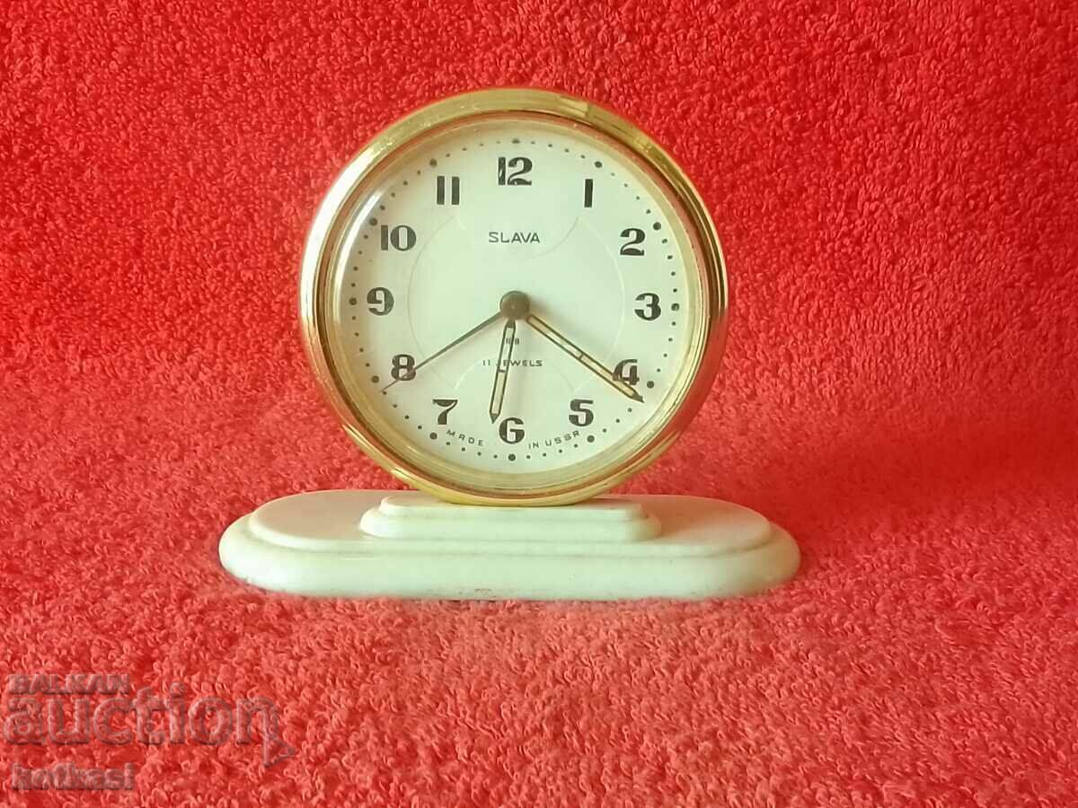 Old social desktop clock Alarm clock Slava SLAVA USSR Old social desktop clock Alarm clock Slava SLAVA USSR
