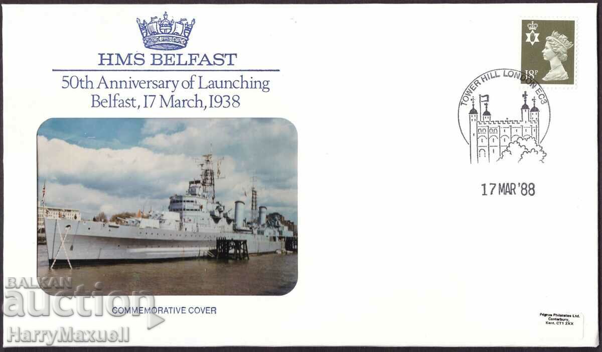FDC First Day Envelope (FDP) Marea Britanie 1988. Navă