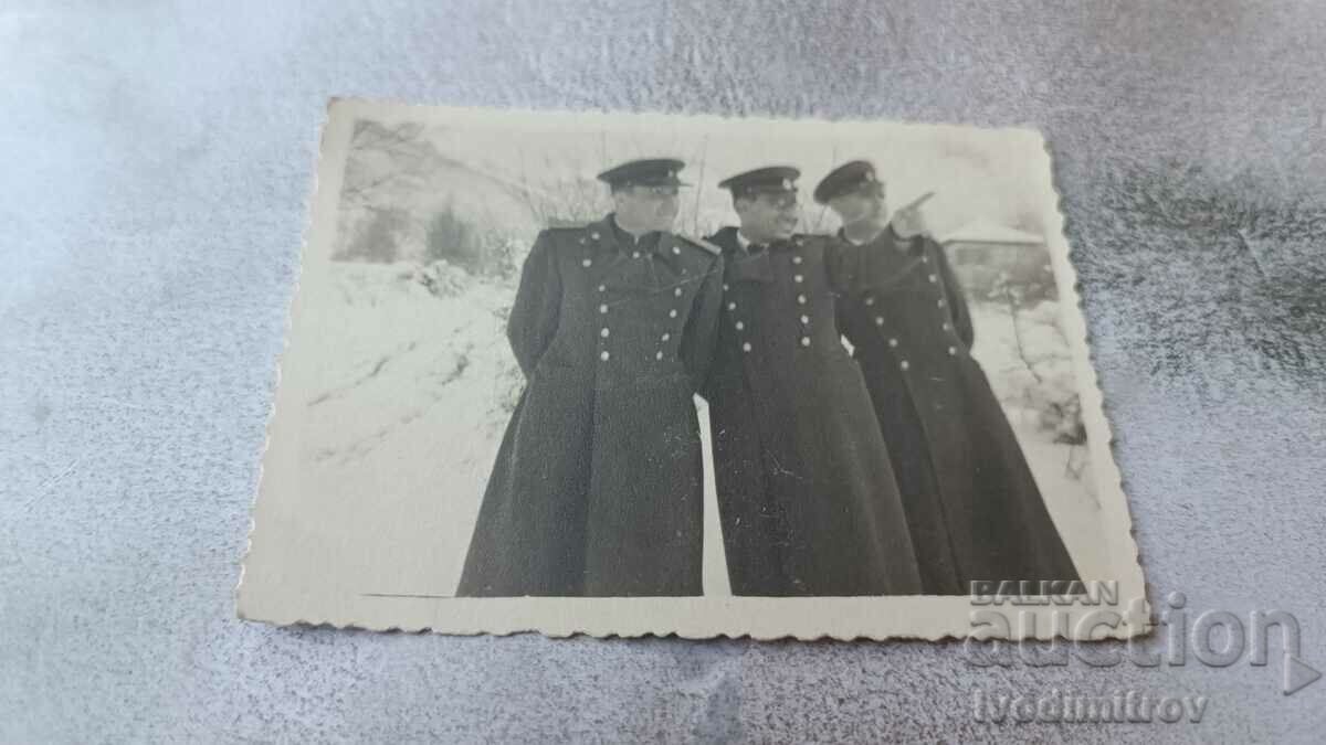 Photo Botevgrad Three officers in the winter of 1952