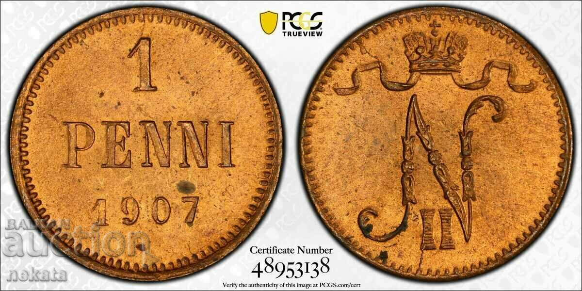 1 Penny 1907 Finlanda MS65RD PCGS - TopGrade