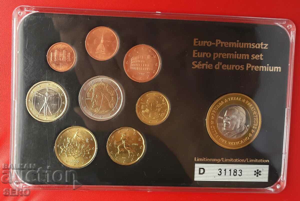 Ιταλία-ΣΕΤ 2002 με κέρματα 8 ευρώ+1 ευρώ με απόδειξη 1998-Βατικανό
