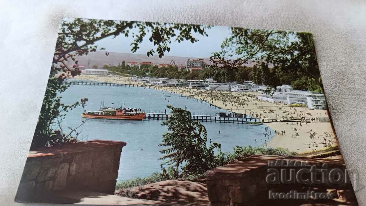 Пощенска картичка Варна Общ изглед на Морските бани 1964