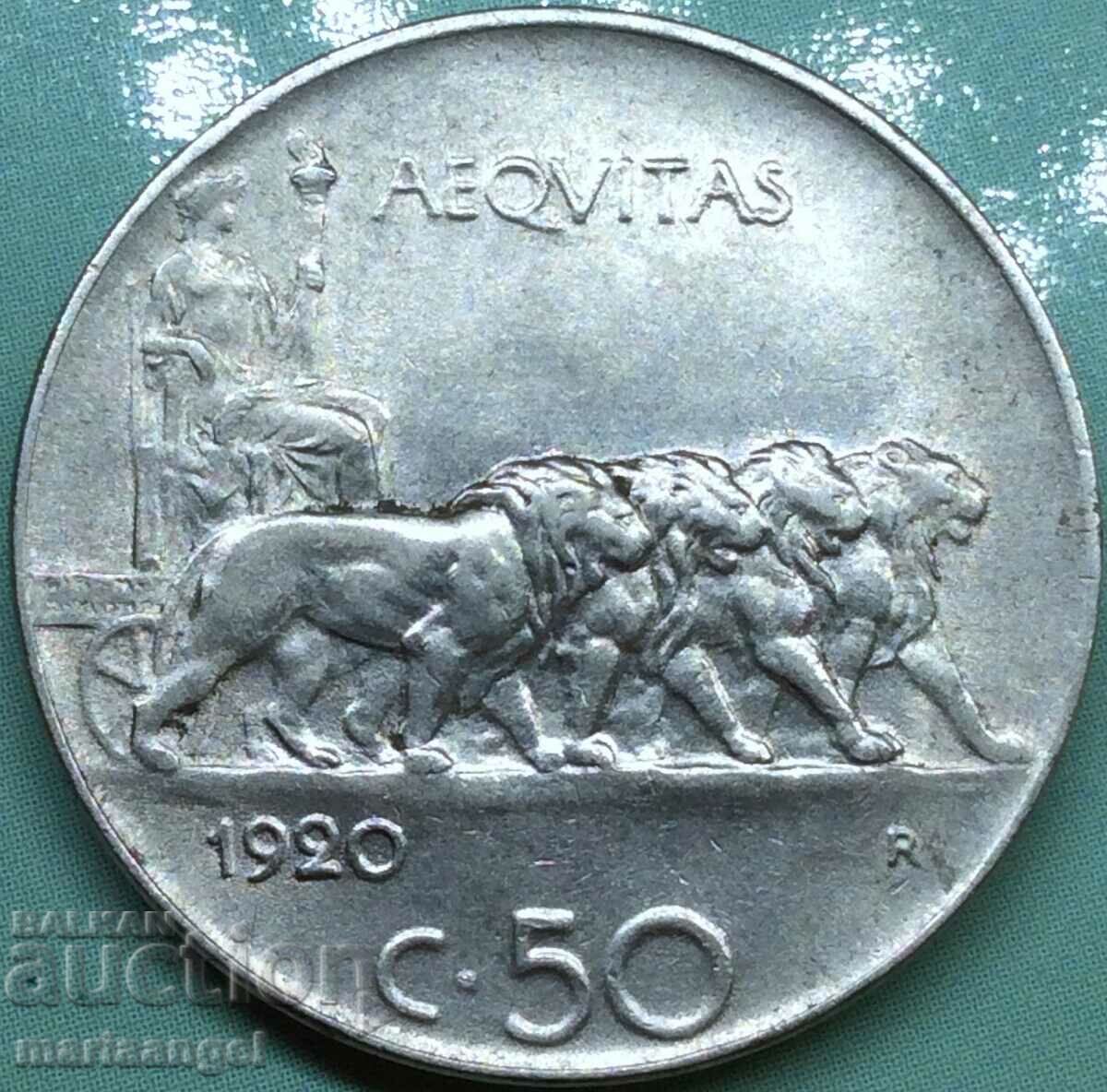 50 centesimi 1920 Italy Victor Emmanuel III
