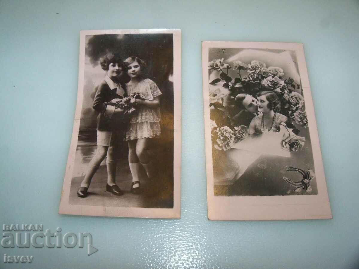 Δύο μικρές παλιές ρομαντικές κάρτες 1940