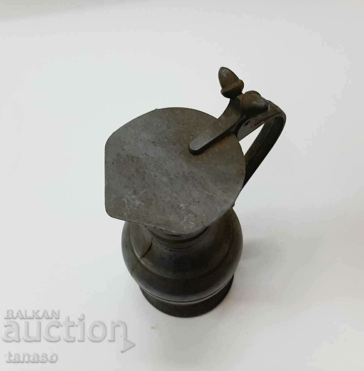 Old Moroccan pewter jug with lid(11.3) - 6