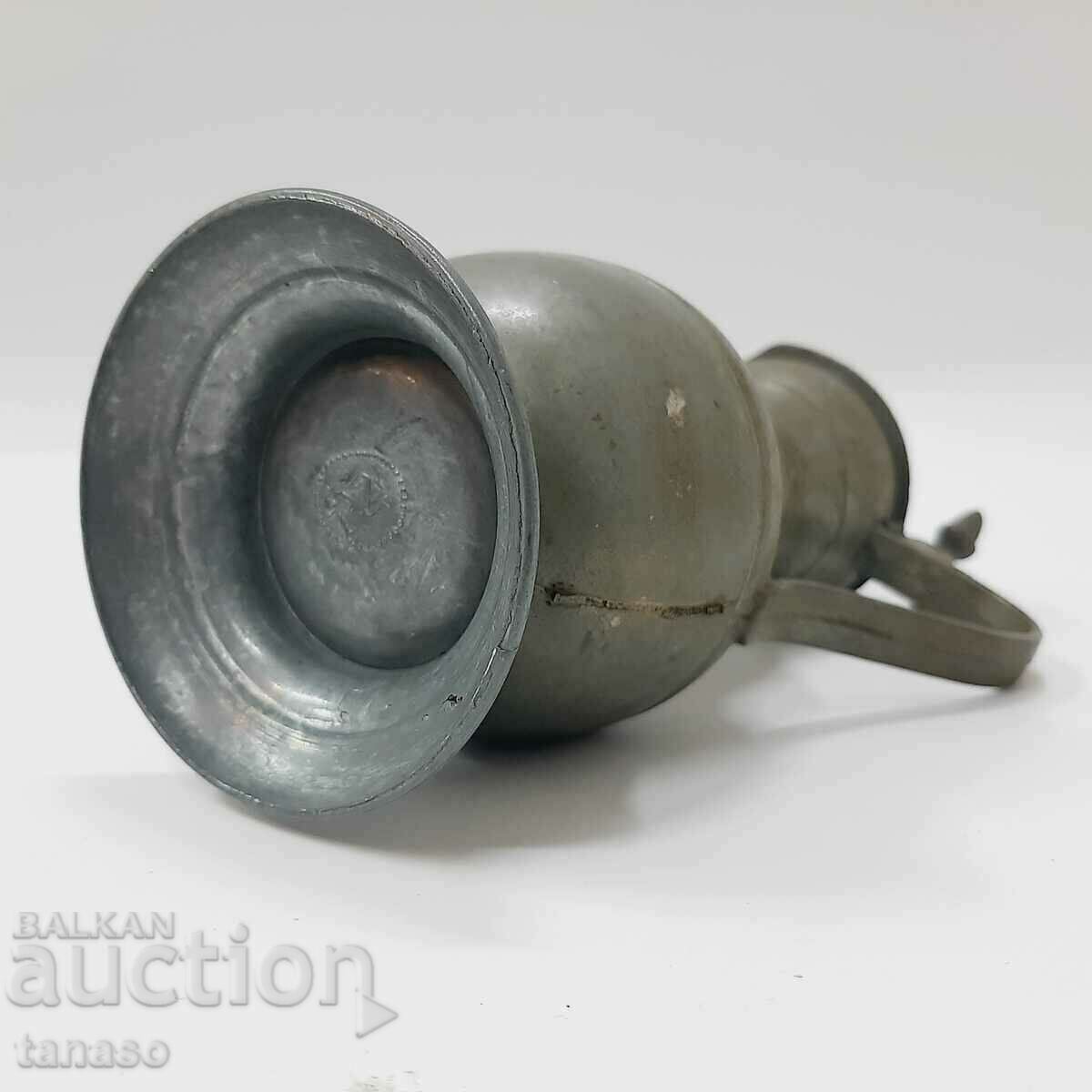 Old Moroccan pewter jug with lid(11.3) - 7