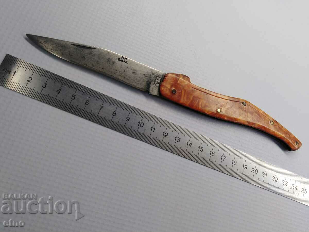 Auction  RARE BULGARIAN OLD FOLDING KNIFE KONDRE - M.N. - VILLAGE KOSTENETS