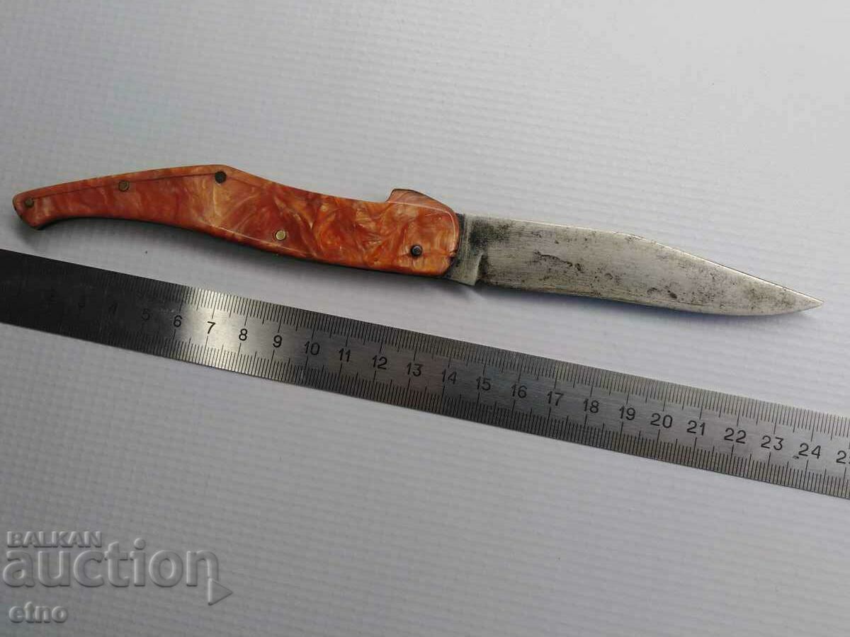 RARE BULGARIAN OLD FOLDING KNIFE KONDRE - M.N. - VILLAGE KOSTENETS - 5