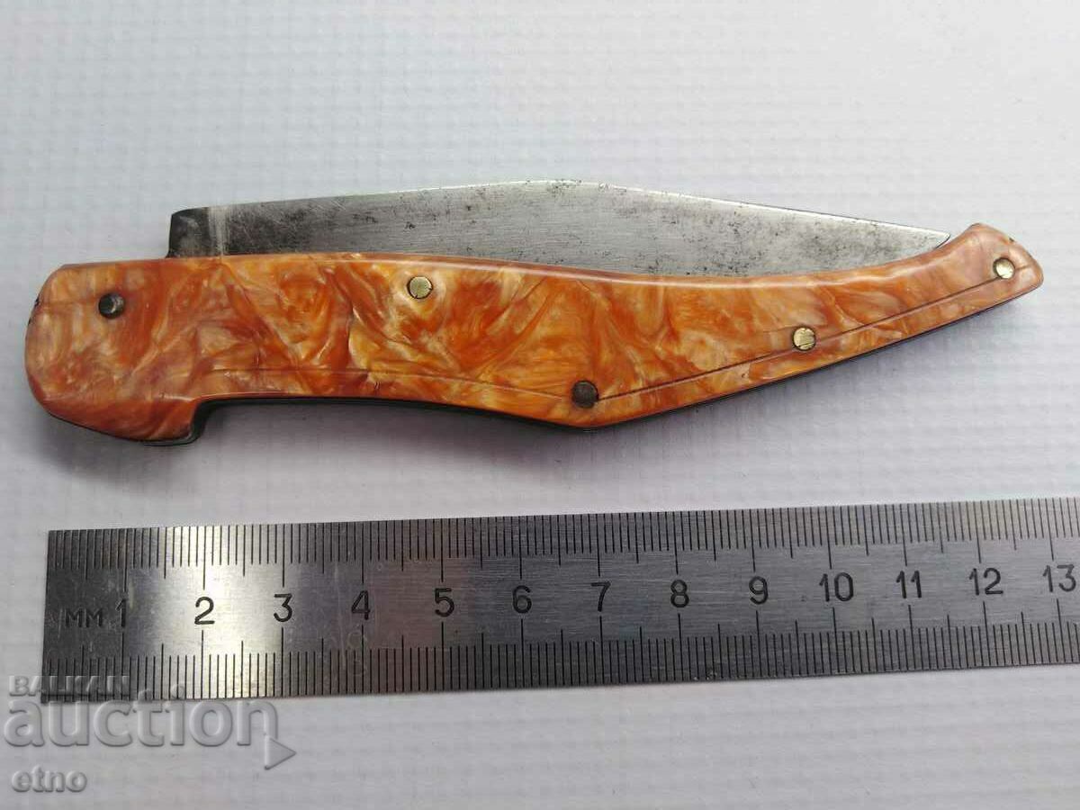 RARE BULGARIAN OLD FOLDING KNIFE KONDRE - M.N. - VILLAGE KOSTENETS - 7