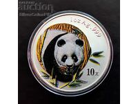 Argint 1 oz China Panda 2003 versiunea color 10 yuani