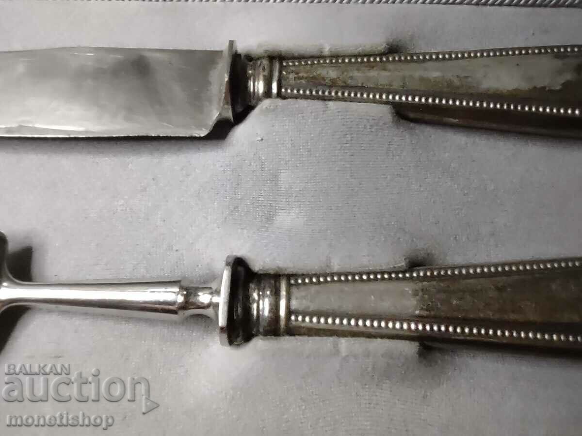 Silver Plated Set Cutlery for Steak or Roast Meat - 6 Silver Plated Set Cutlery for Steak or Roast Meat - 6