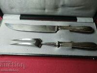 Silver Plated Set Cutlery for Steak or Roast Meat