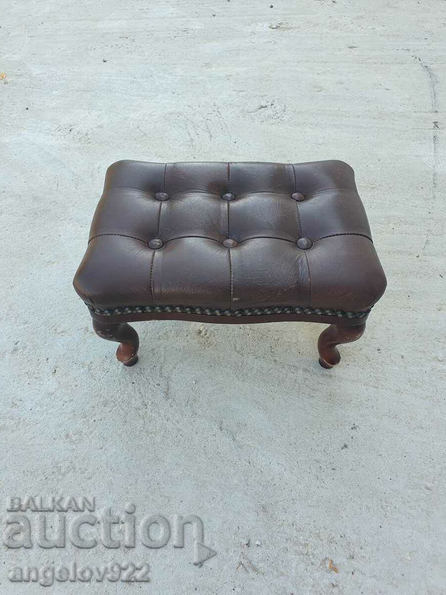 Vintage genuine leather footstool!