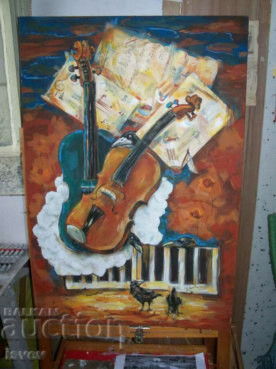 Delivery of Composition, collage and acrylic on phaser, Desilava Ilieva