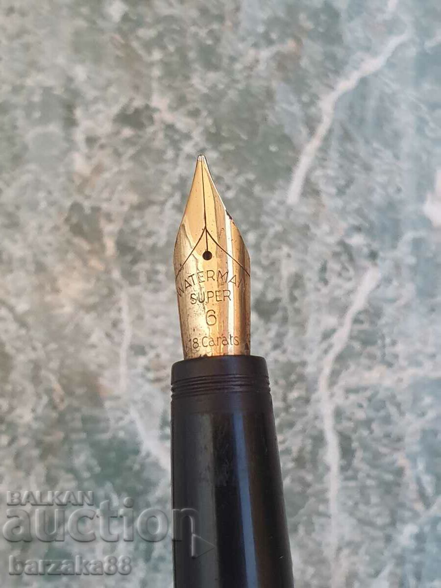 Стара писалка Waterman super 6 18k Златно Перо