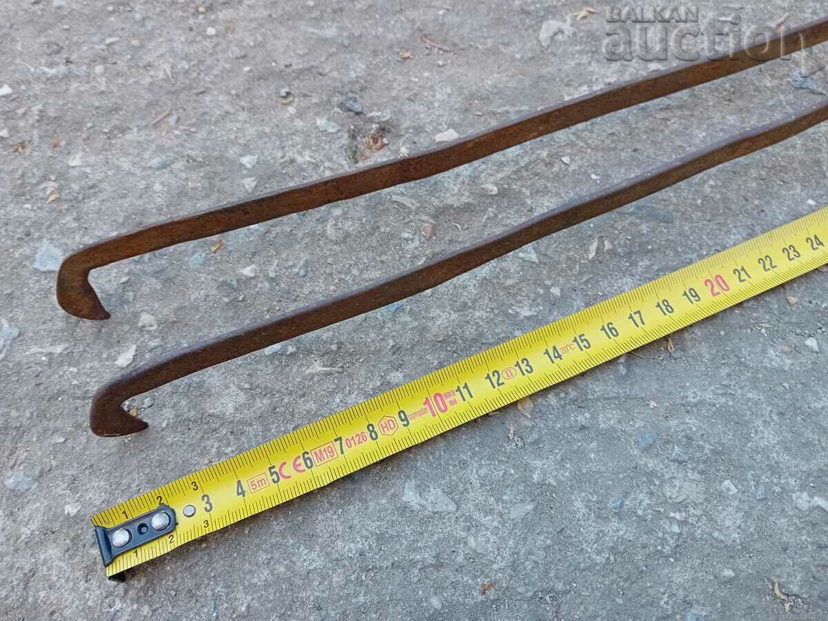 Old PRIMITIVE hand forged dilaf wrought iron tongs - 6 Old PRIMITIVE hand forged dilaf wrought iron tongs - 6