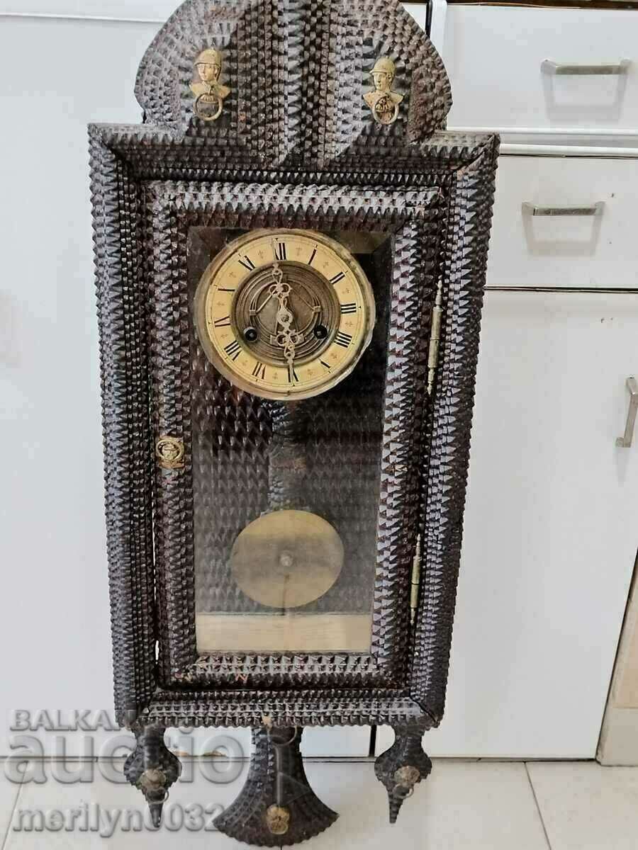 Ceas de perete german UNIC, la sfârșitul secolului al XIX-lea, FUNcționează