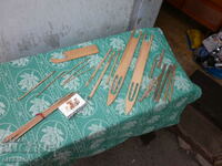 Old wooden knitting tools set