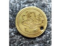 Gold Turkish Ottoman coin, Tam Surre 1223 / 15