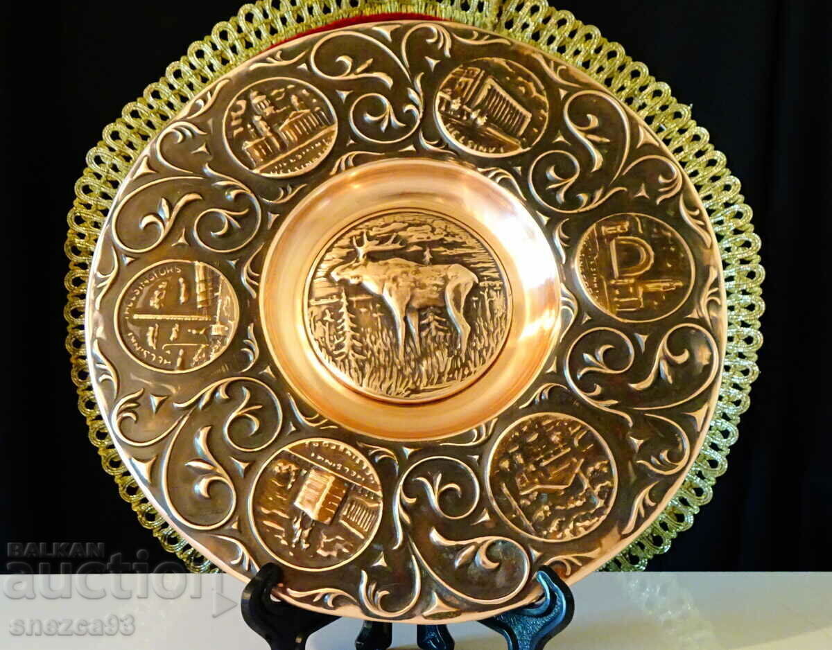 Canadian copper wall plate, copper panel with a moose Canadian copper wall plate, copper panel with a moose