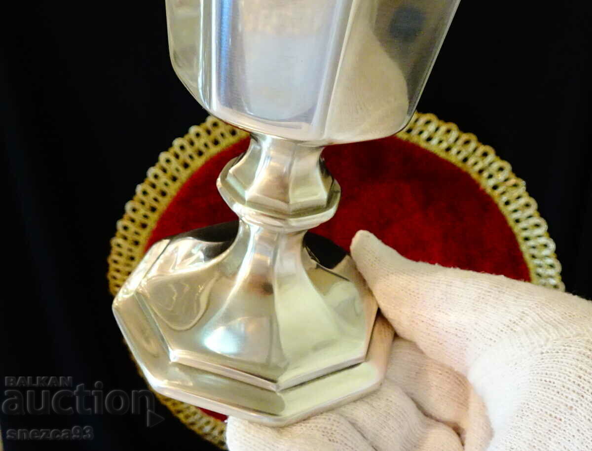 Pewter goblet, bowl, multi-faceted, massive - 5 Pewter goblet, bowl, multi-faceted, massive - 5