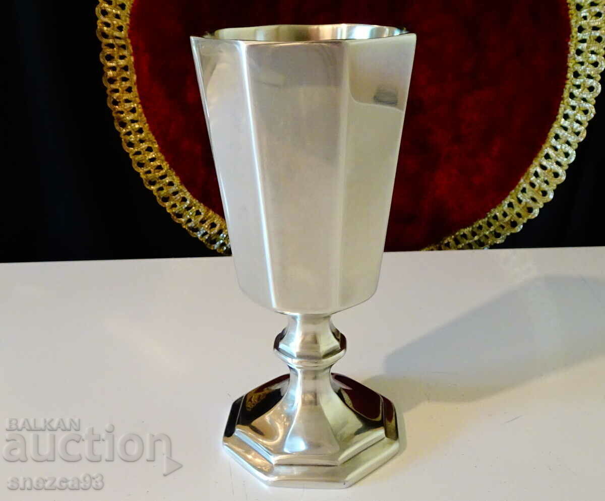 Pewter goblet, bowl, multi-faceted, massive Pewter goblet, bowl, multi-faceted, massive