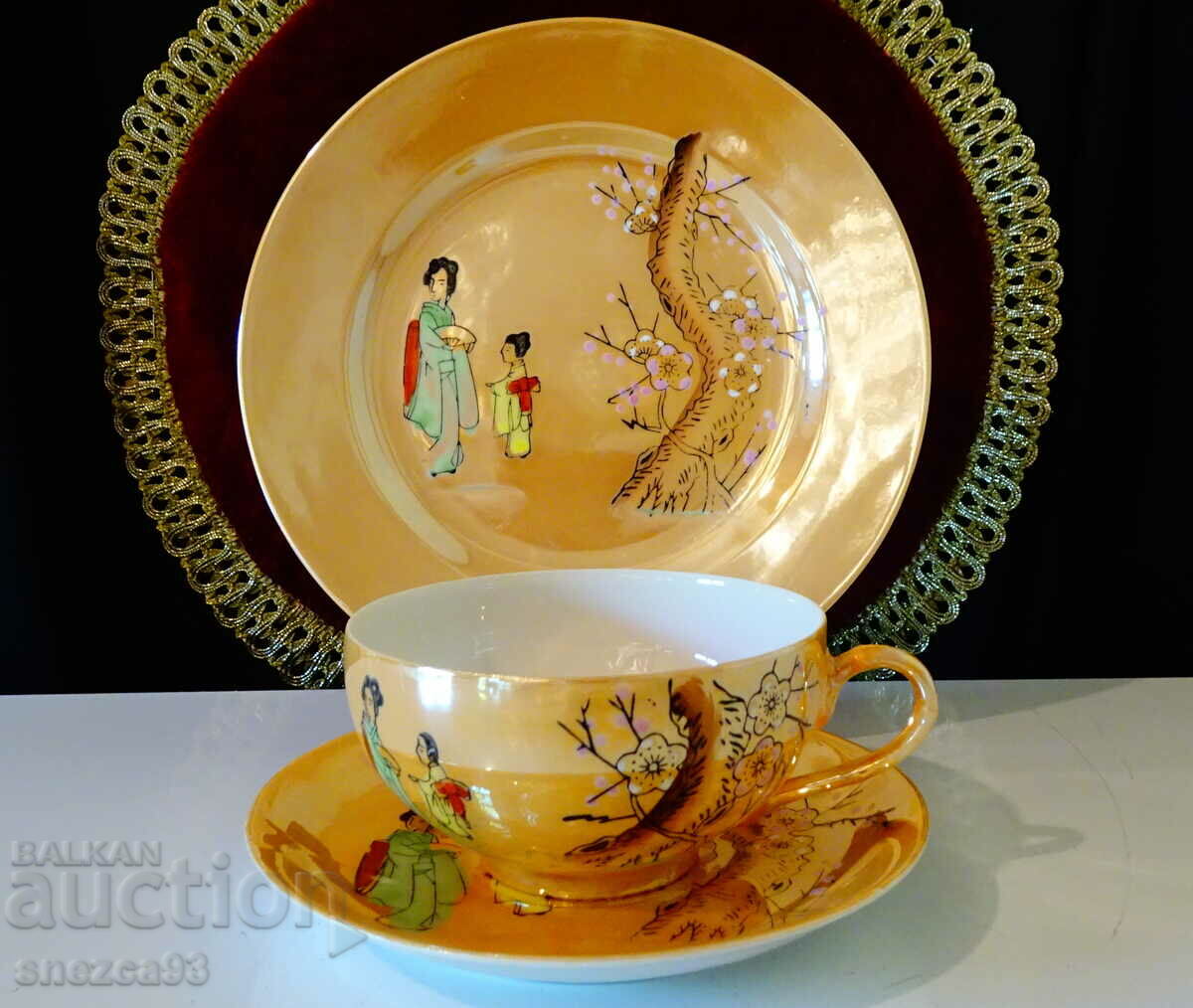 Чаша с чинии японски порцелан 1926 г.