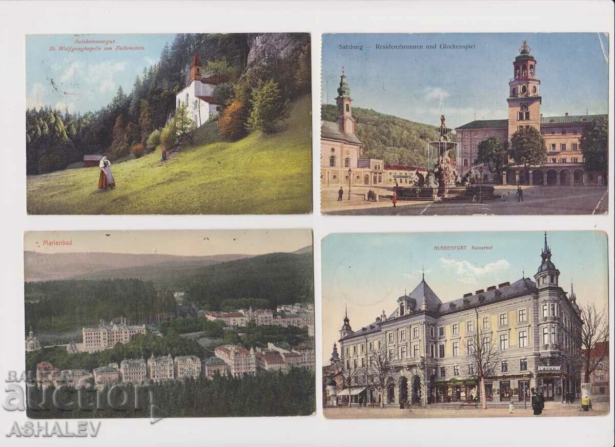 Австрия  4 Old Post card пътували