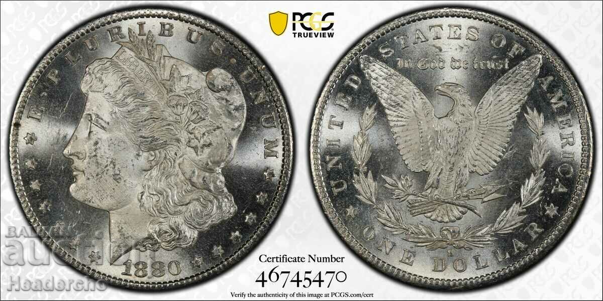 $1 Morgan Dollar 1880-S USA (Ασημί) PCGS MS 63
