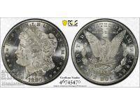 1$ Морган долар 1880-S САЩ (сребро) PCGS MS 63