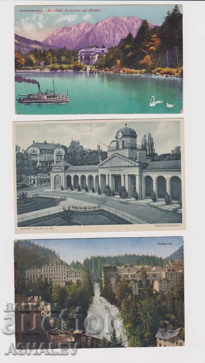 Австрия  3 Old Post card  пътували