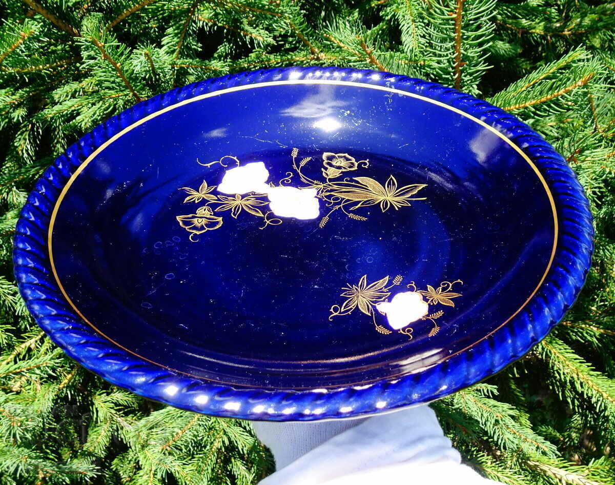 Bavarian porcelain plate, gold, cobalt Bavarian porcelain plate, gold, cobalt