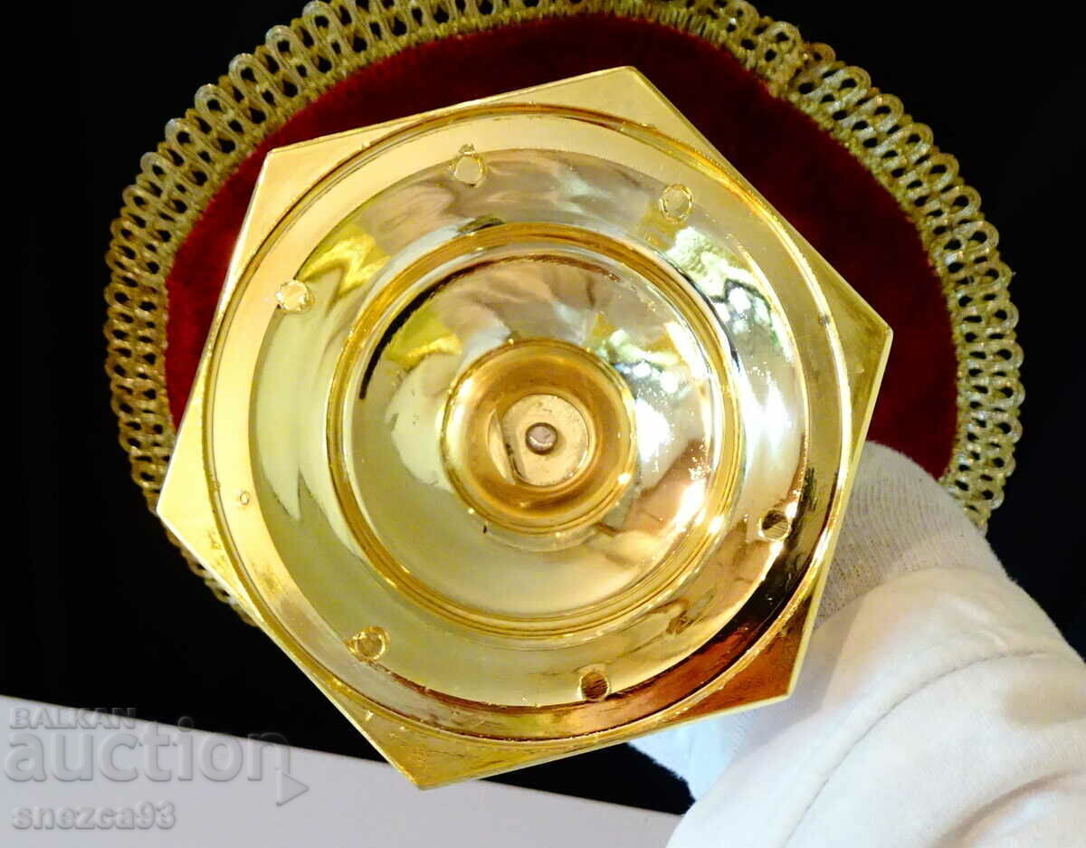 German candlestick, gold-plated, 330 g. - 7