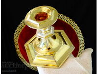 Sfeșnic german, placat cu aur, 330 g.