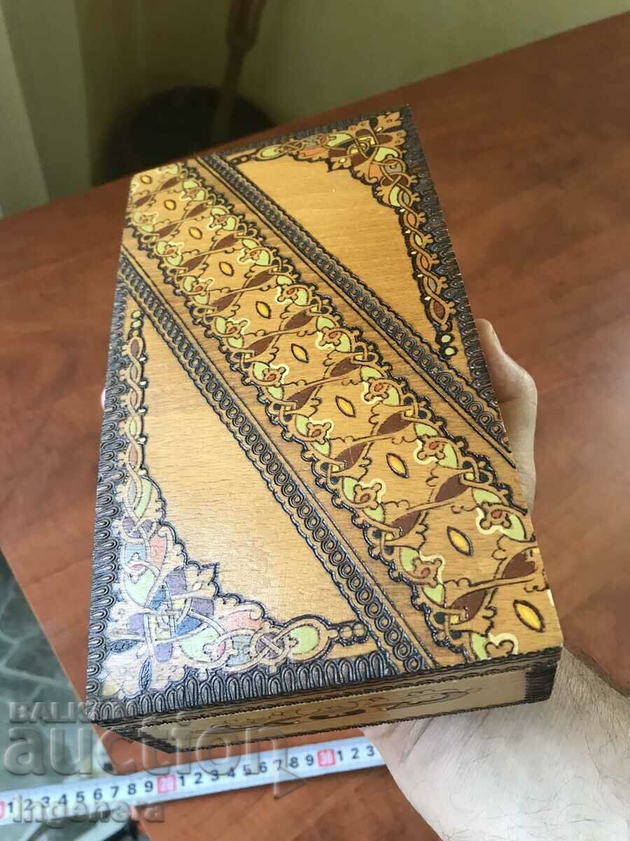BOX WOOD PYROGRAPH DRAWING ANTIQUE FROM SOCA MOSTRA - 5