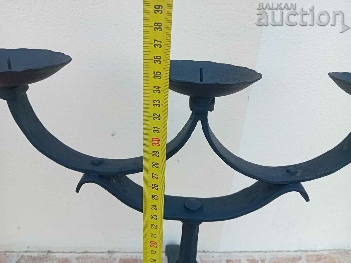 Antique iron handmade candlestick lamp trio - 5 Antique iron handmade candlestick lamp trio - 5
