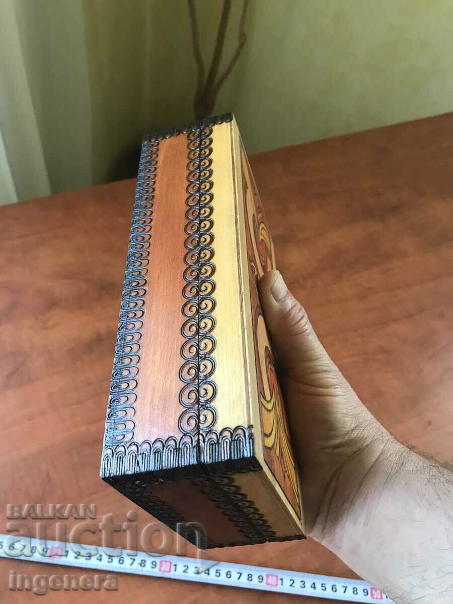 BOX WOOD PYROGRAPH DRAWING ANTIQUE FROM SOCA MOSTRA - 5